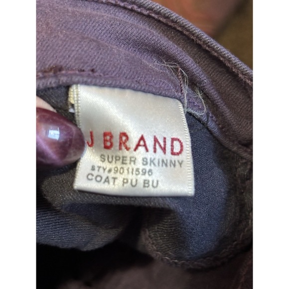 J Brand Purple Coated With Silver Metallic Skinny Jeans 28x29 Leather Look - Picture 3 of 10